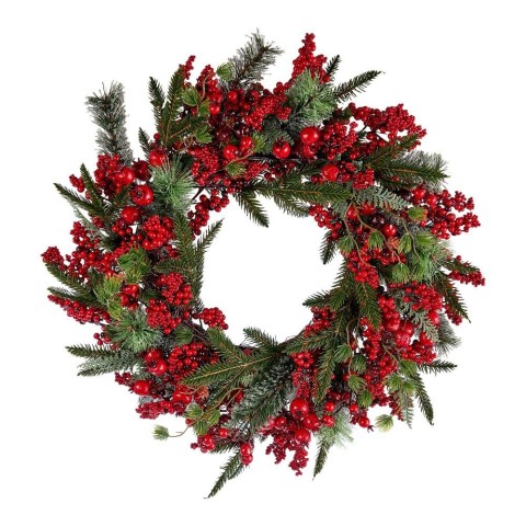 CORONA PINO GHIACCIATO CON BACCHE CM.60